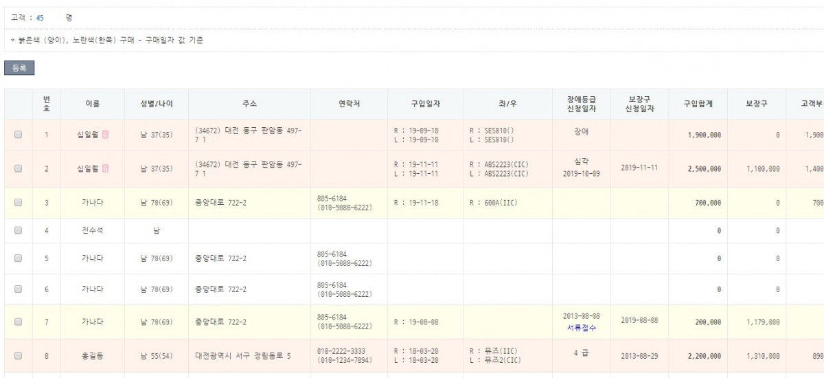 보청기노트 | [보청기노트] 고객목록 색상구분, 보장구상태 저장알림, 장애등급 입력방법 변경, 생일자엑셀업로드기능 업데이트 안내입니다.